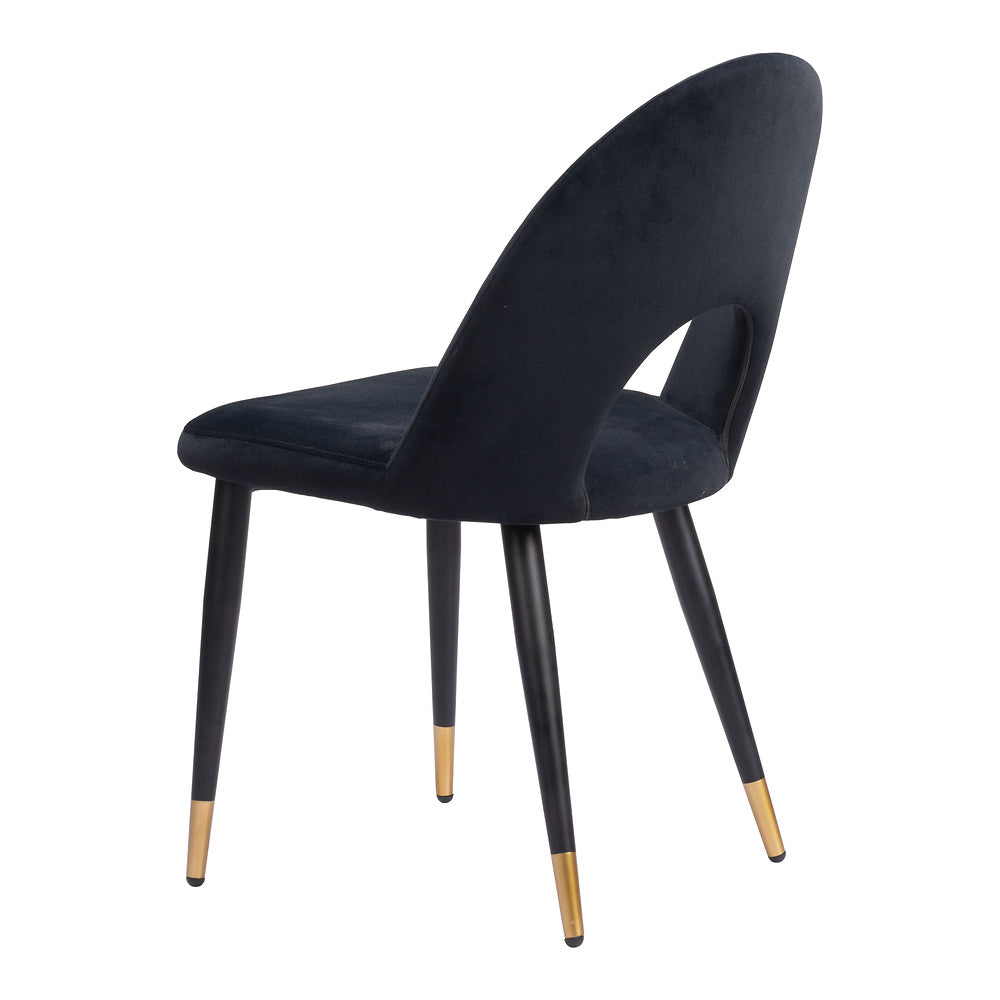 Silla Comercial para Hotel - ZUO MENLO - Varios Colores - Asiento y Respaldo Tapizados en Tela Tipo Terciopelo - Negro