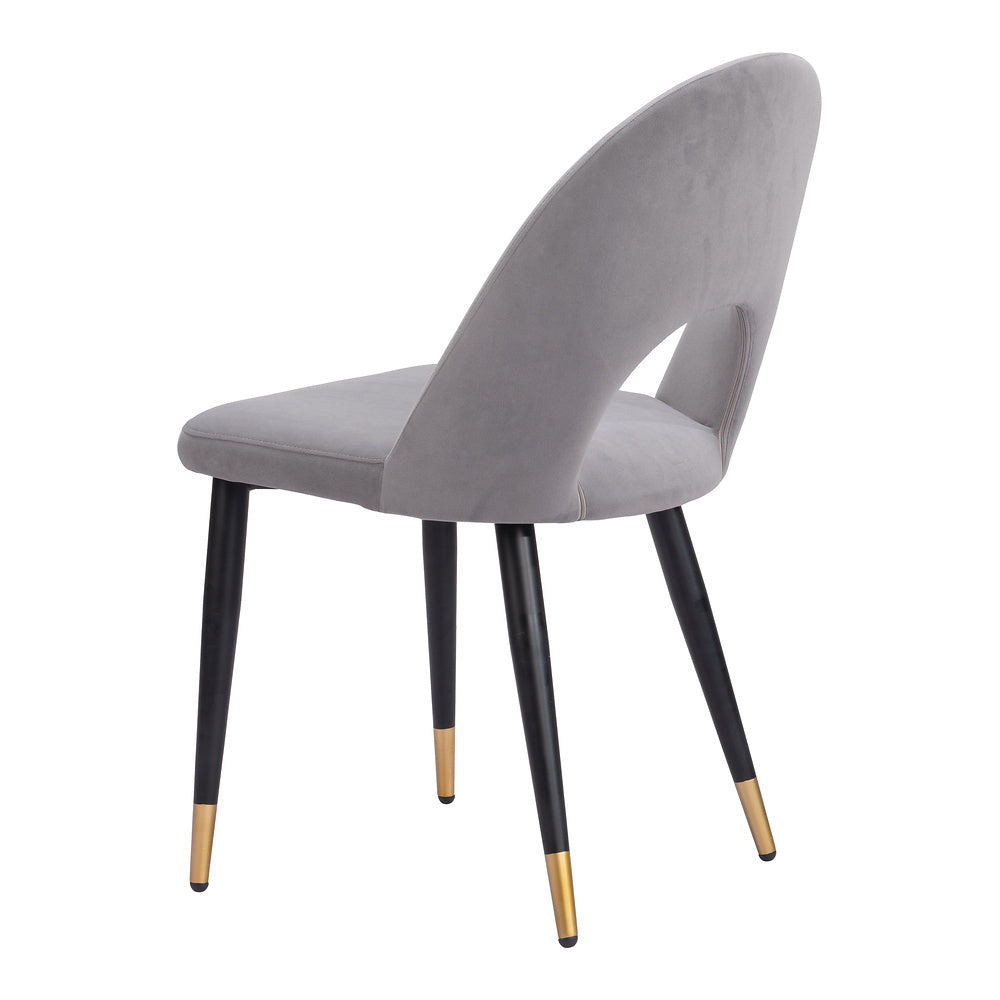 Silla Comercial para Hotel - ZUO MENLO - Varios Colores - Asiento y Respaldo Tapizados en Tela Tipo Terciopelo - Gris