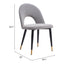 Silla Comercial para Hotel - ZUO MENLO - Varios Colores - Asiento y Respaldo Tapizados en Tela Tipo Terciopelo - Gris