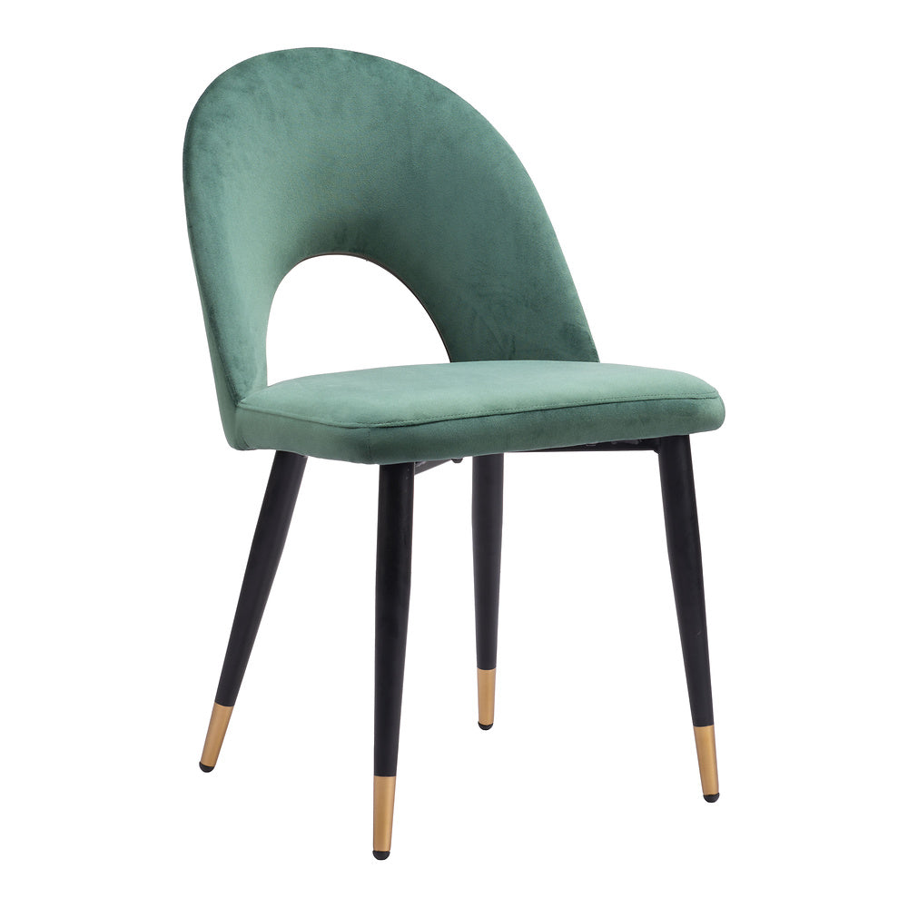 Silla Comercial para Hotel - ZUO MENLO - Varios Colores - Asiento y Respaldo Tapizados en Tela Tipo Terciopelo - Verde