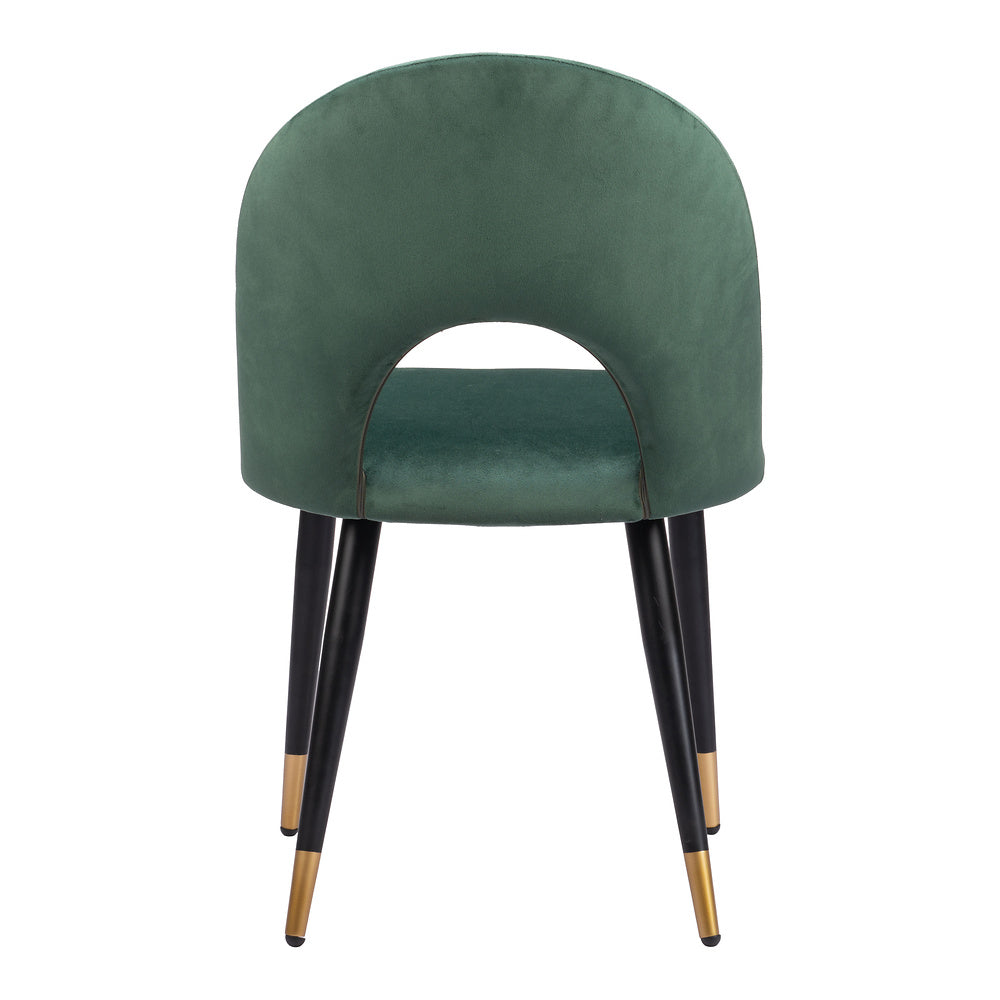 Silla Comercial para Hotel - ZUO MENLO - Varios Colores - Asiento y Respaldo Tapizados en Tela Tipo Terciopelo - Verde
