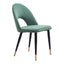 Silla Comercial para Hotel - ZUO MENLO - Varios Colores - Asiento y Respaldo Tapizados en Tela Tipo Terciopelo - Verde