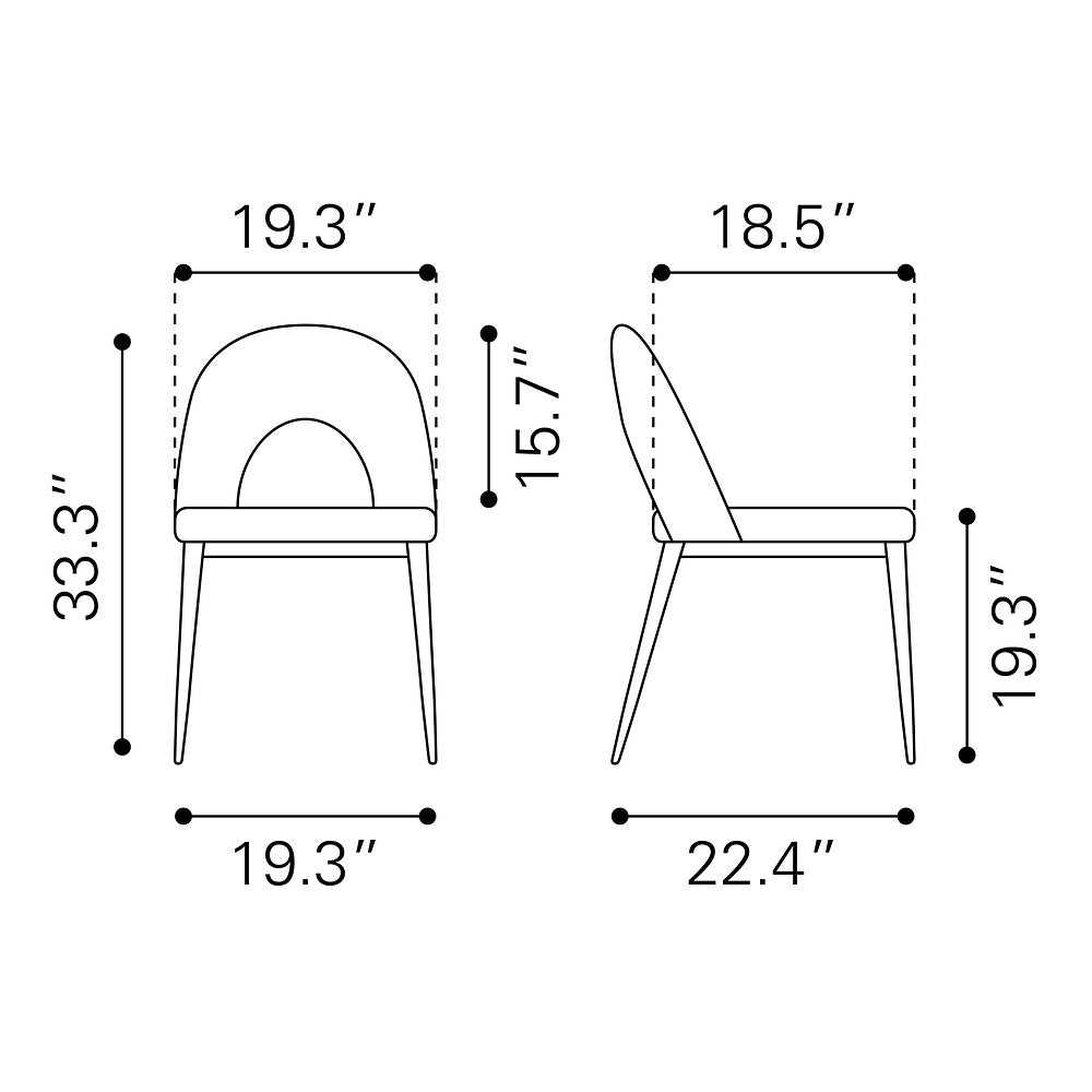 Silla Comercial para Hotel - ZUO MENLO - Varios Colores - Asiento y Respaldo Tapizados en Tela Tipo Terciopelo - Verde