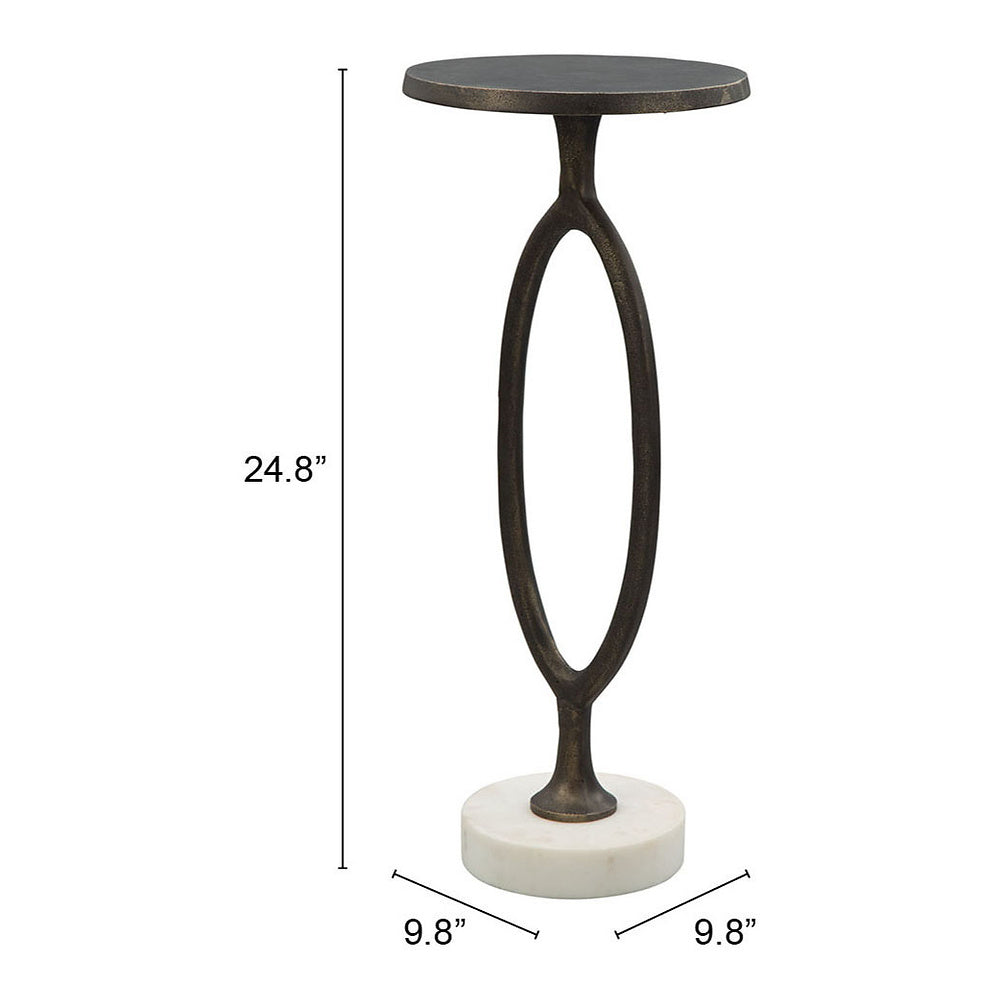 Mesa Decorativa para Coworking - ZUO BONITA - Bronce - Cubierta de Mármol Natural y Estructura de Aluminio Pintado