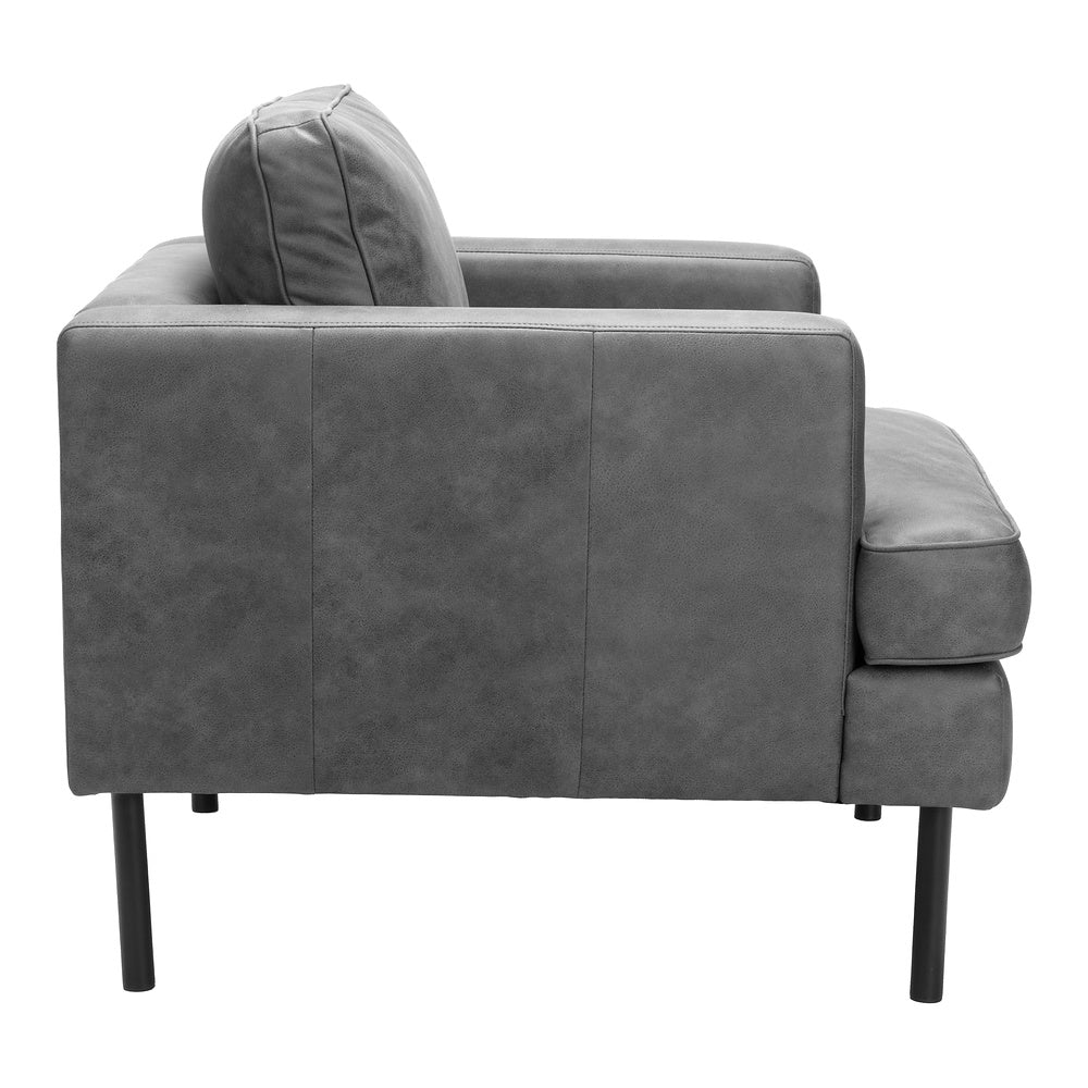Sillón con Descansabrazos para Área de Descanso - ZUO DECADE - Vintage Gris - Asiento y Respaldo Tapizados en Piel Sintética