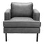 Sillón con Descansabrazos para Área de Descanso - ZUO DECADE - Vintage Gris - Asiento y Respaldo Tapizados en Piel Sintética
