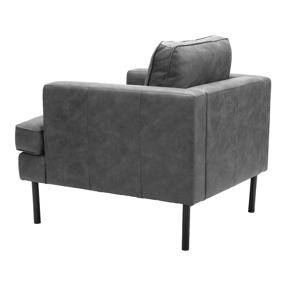 Sillón con Descansabrazos para Área de Descanso - ZUO DECADE - Vintage Gris - Asiento y Respaldo Tapizados en Piel Sintética