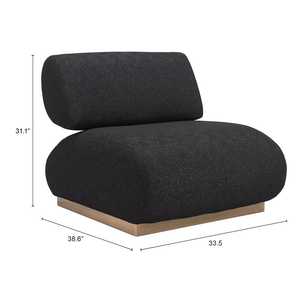 Sillón Ocasional para Salón de Belleza - ZUO BARSA - Negro - Asiento y Respaldo Tapizados en Tejido Texturizado