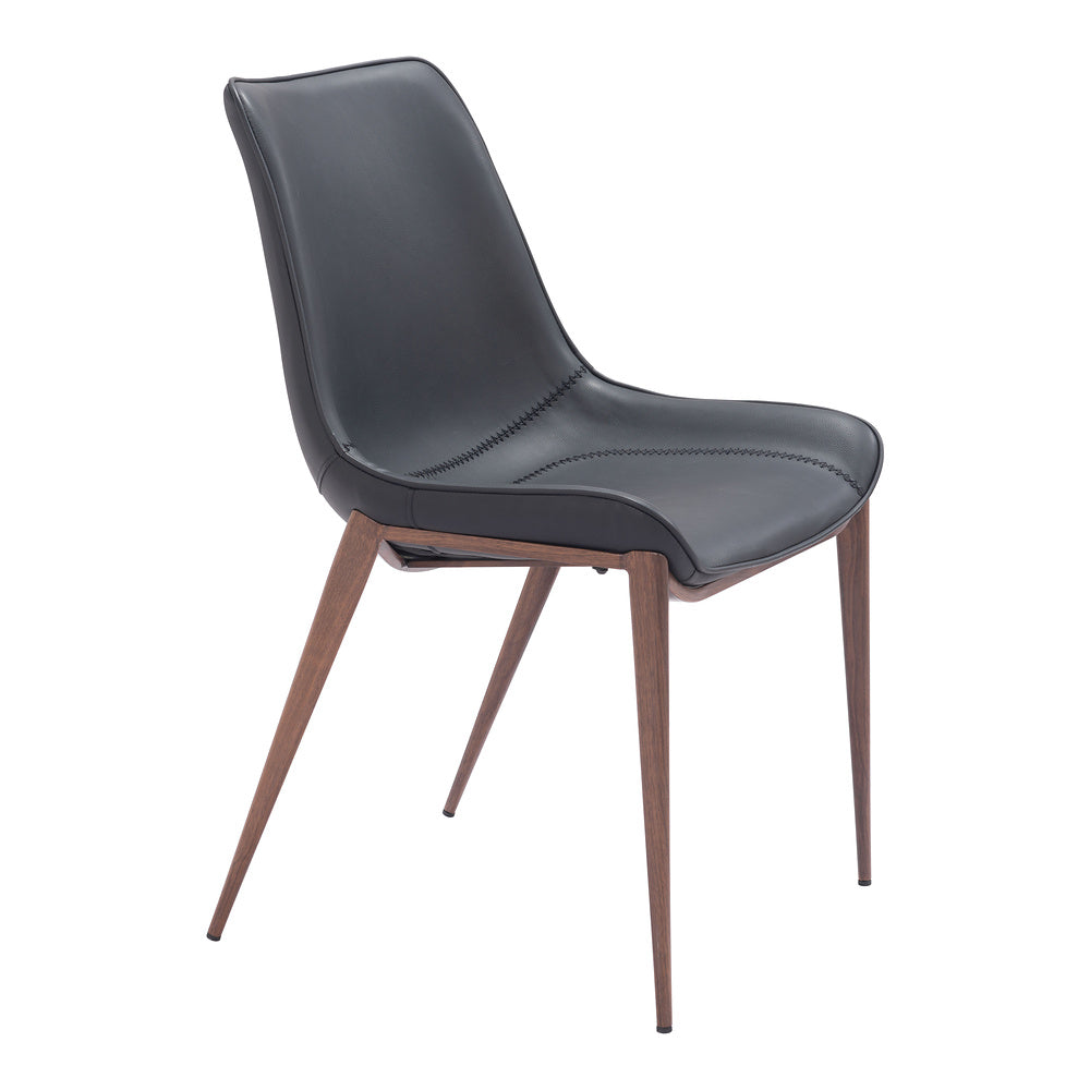 Silla Comercial para Hotel - ZUO MAGNUS - Varios Colores - Asiento y Respaldo Tapizados en Piel Sintética - Negro y Nogal