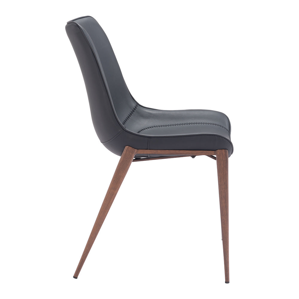 Silla Comercial para Hotel - ZUO MAGNUS - Varios Colores - Asiento y Respaldo Tapizados en Piel Sintética - Negro y Nogal