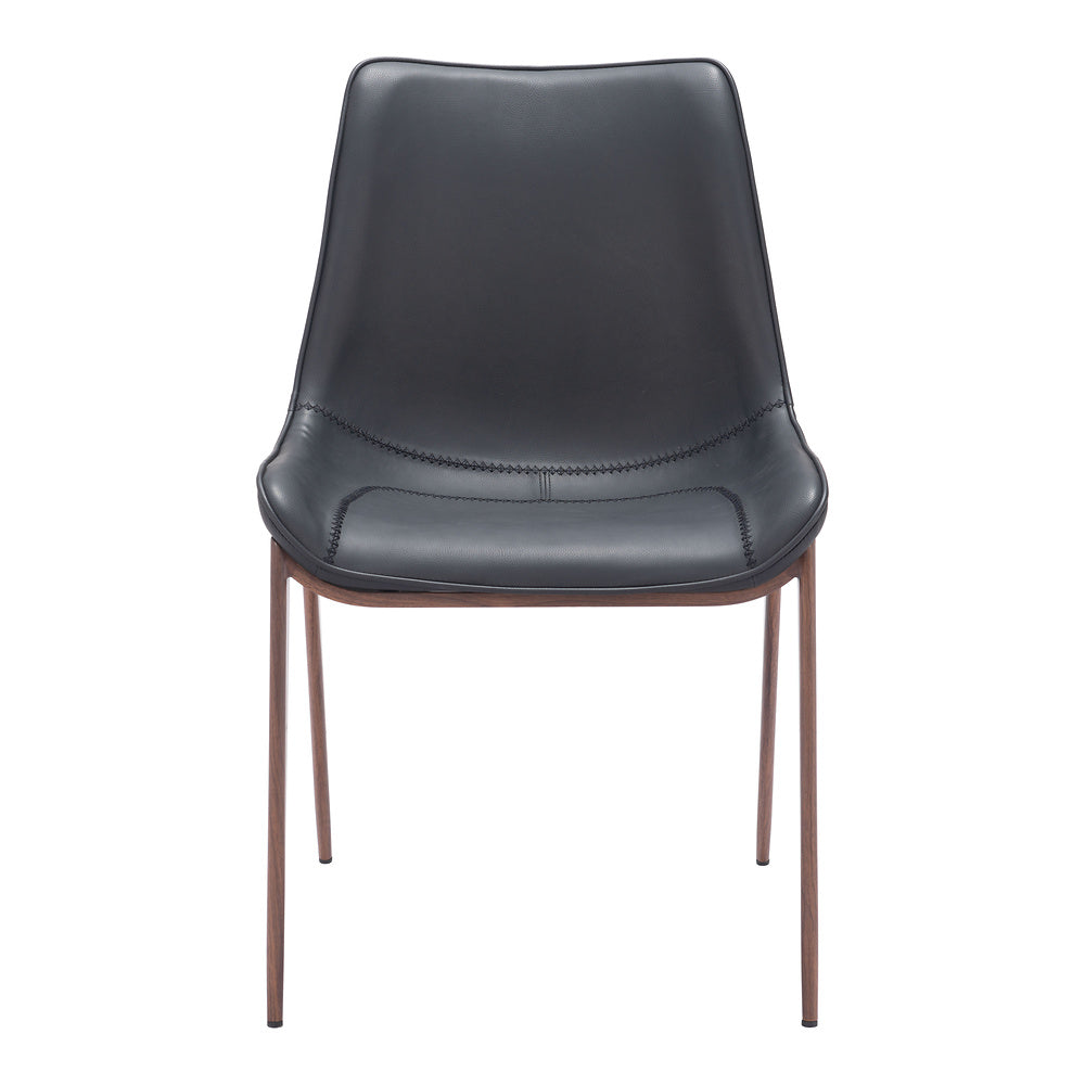 Silla Comercial para Hotel - ZUO MAGNUS - Varios Colores - Asiento y Respaldo Tapizados en Piel Sintética - Negro y Nogal