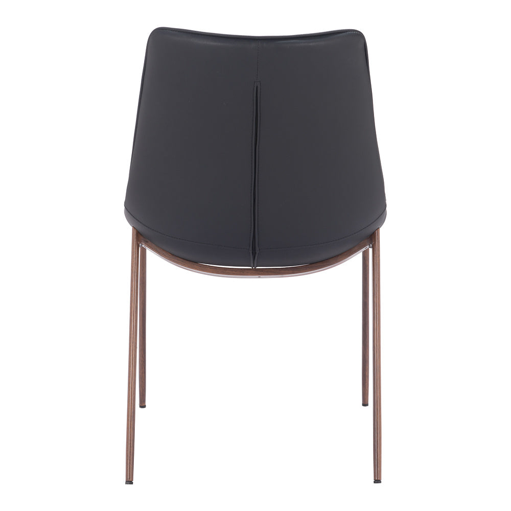 Silla Comercial para Hotel - ZUO MAGNUS - Varios Colores - Asiento y Respaldo Tapizados en Piel Sintética - Negro y Nogal