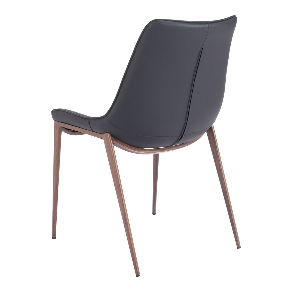 Silla Comercial para Hotel - ZUO MAGNUS - Varios Colores - Asiento y Respaldo Tapizados en Piel Sintética - Negro y Nogal