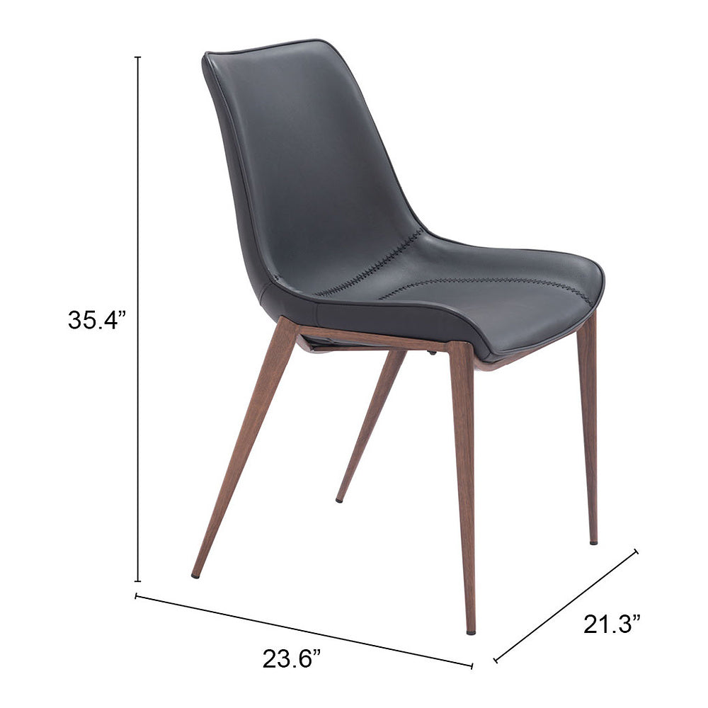 Silla Comercial para Hotel - ZUO MAGNUS - Varios Colores - Asiento y Respaldo Tapizados en Piel Sintética - Negro y Nogal