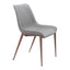 Silla Comercial para Hotel - ZUO MAGNUS - Varios Colores - Asiento y Respaldo Tapizados en Piel Sintética - Gris Pizarra y Nogal