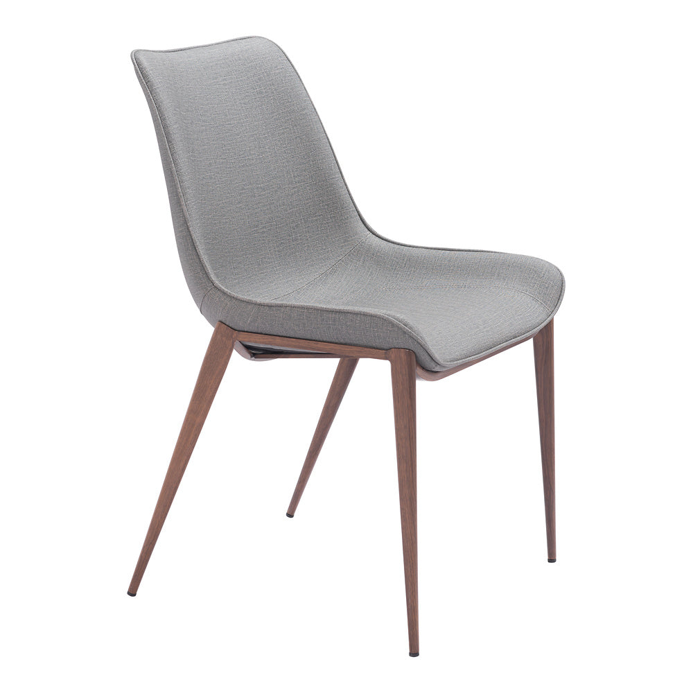 Silla Comercial para Hotel - ZUO MAGNUS - Varios Colores - Asiento y Respaldo Tapizados en Piel Sintética - Gris Pizarra y Nogal