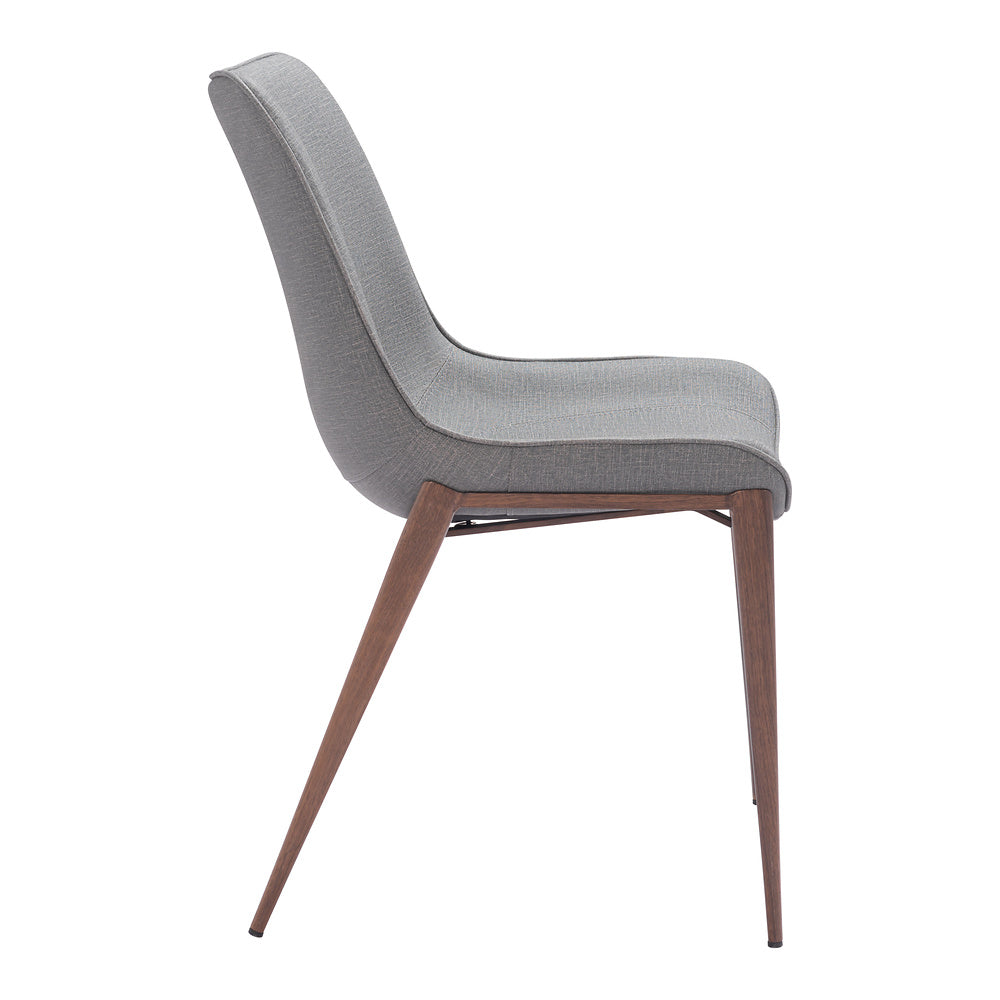 Silla Comercial para Hotel - ZUO MAGNUS - Varios Colores - Asiento y Respaldo Tapizados en Piel Sintética - Gris Pizarra y Nogal