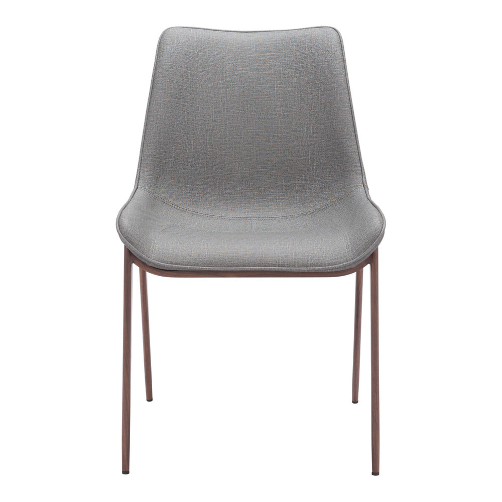Silla Comercial para Hotel - ZUO MAGNUS - Varios Colores - Asiento y Respaldo Tapizados en Piel Sintética - Gris Pizarra y Nogal