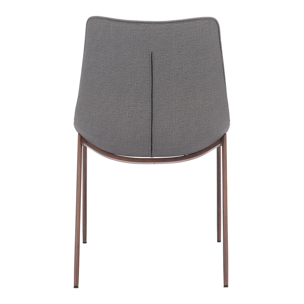 Silla Comercial para Hotel - ZUO MAGNUS - Varios Colores - Asiento y Respaldo Tapizados en Piel Sintética - Gris Pizarra y Nogal