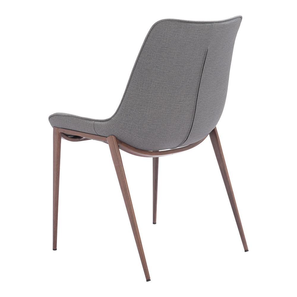 Silla Comercial para Hotel - ZUO MAGNUS - Varios Colores - Asiento y Respaldo Tapizados en Piel Sintética - Gris Pizarra y Nogal