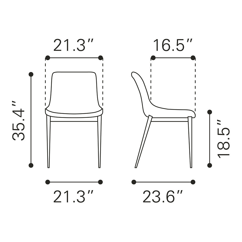 Silla Comercial para Hotel - ZUO MAGNUS - Varios Colores - Asiento y Respaldo Tapizados en Piel Sintética - Gris Pizarra y Nogal
