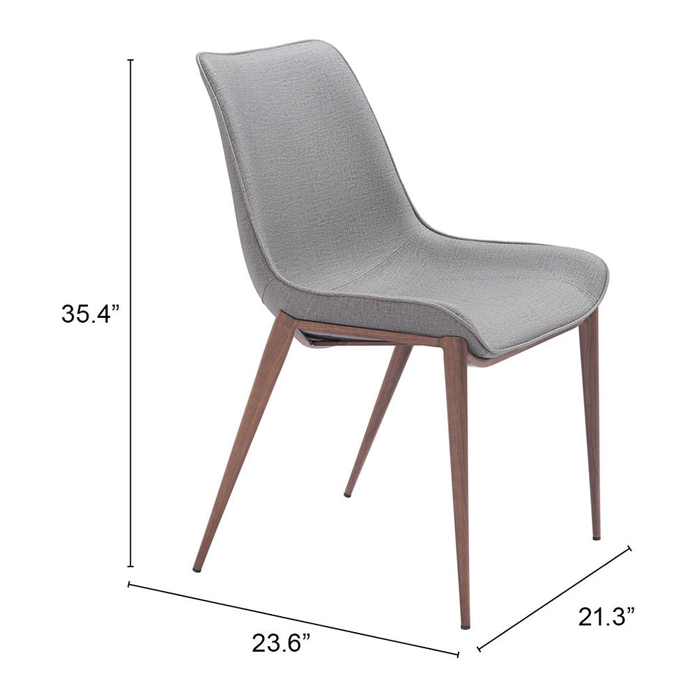 Silla Comercial para Hotel - ZUO MAGNUS - Varios Colores - Asiento y Respaldo Tapizados en Piel Sintética - Gris Pizarra y Nogal