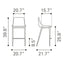 Banco Mostrador para Bar y Barra - ZUO MAGNUS 53x55 109936 - Varios Colores - Asiento y Respaldo Tapizados en Piel Sintética