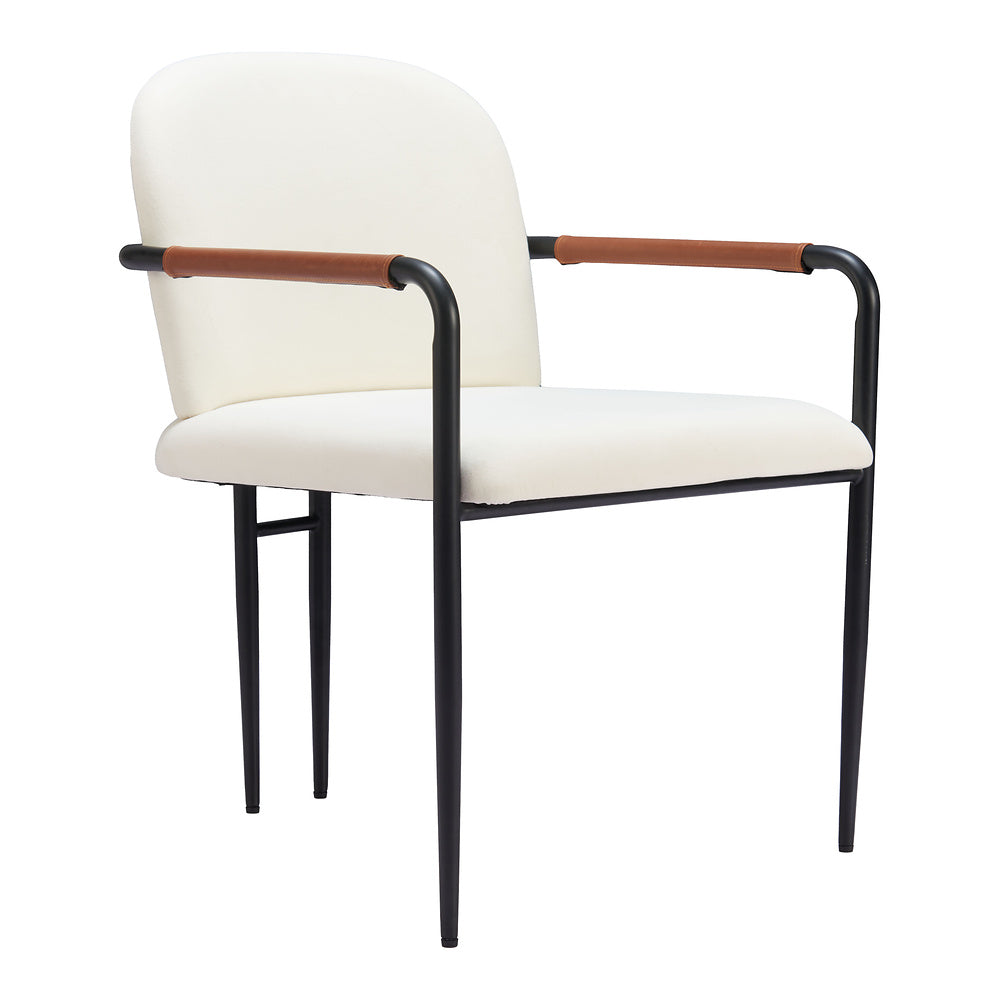 Silla Comercial para Hotel - ZUO SIBU - Crema - Asiento y Respaldo Tapizados en Piel Sintética