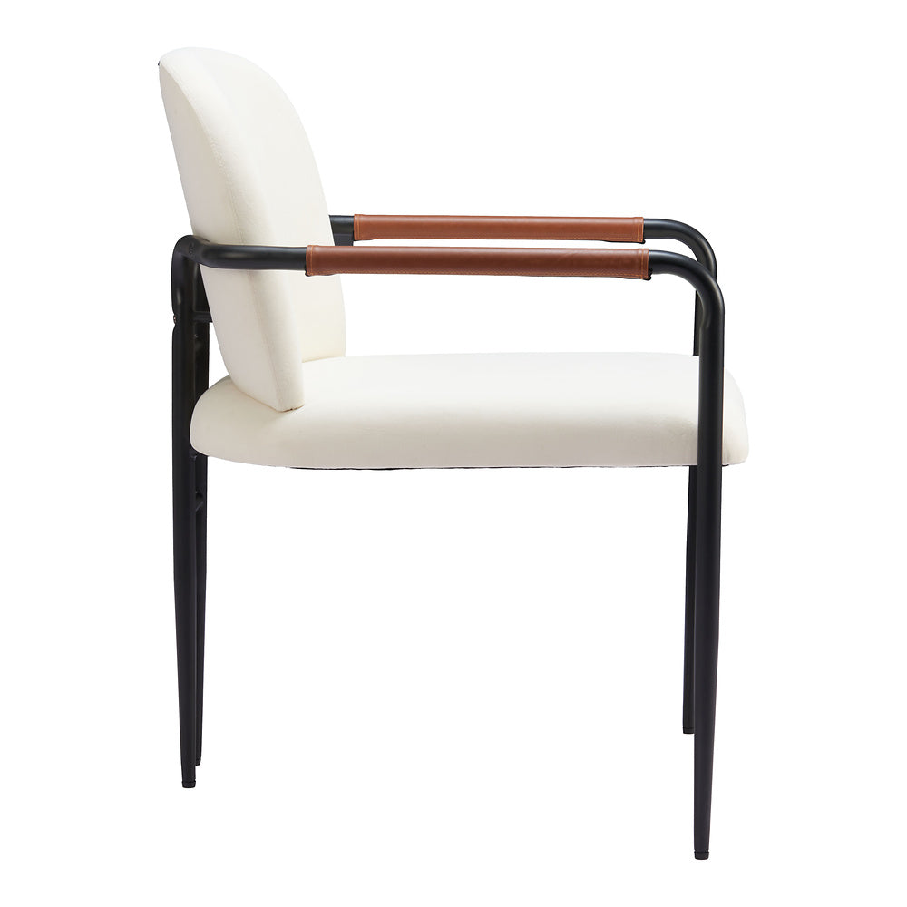 Silla Comercial para Hotel - ZUO SIBU - Crema - Asiento y Respaldo Tapizados en Piel Sintética