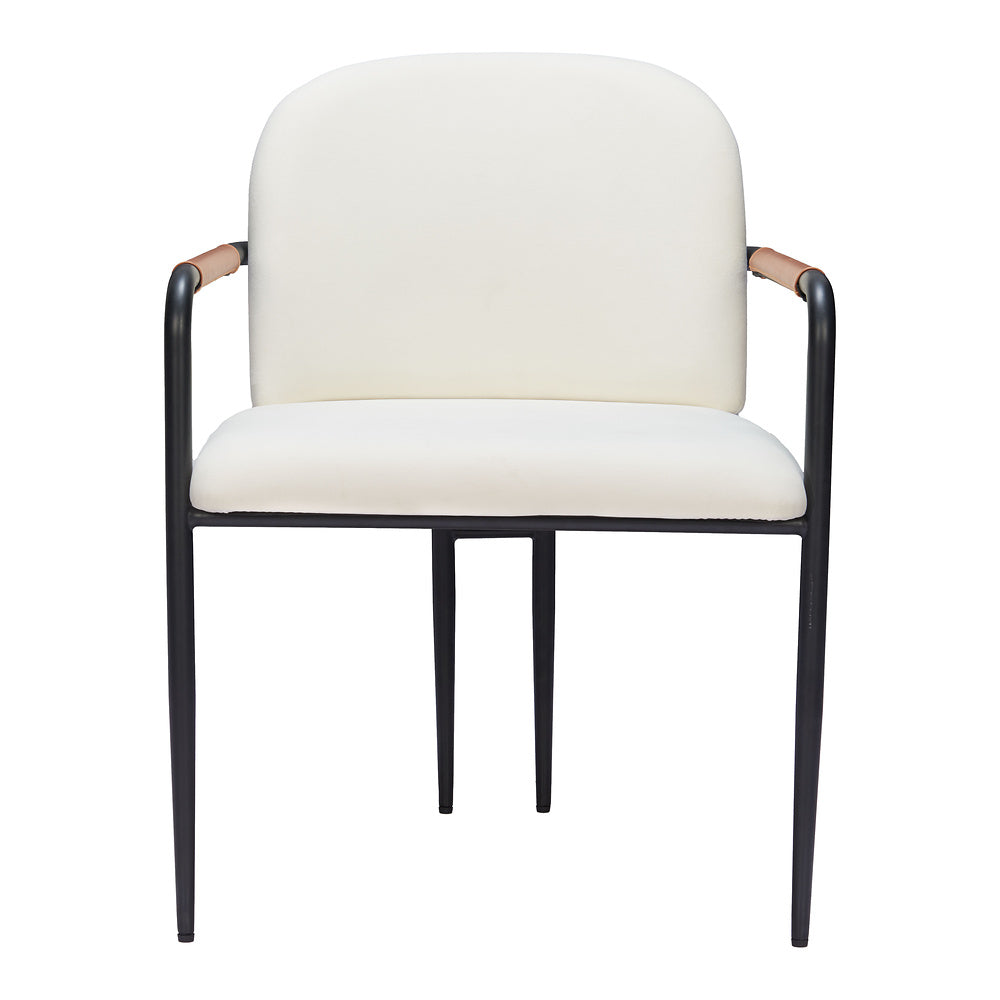 Silla Comercial para Hotel - ZUO SIBU - Crema - Asiento y Respaldo Tapizados en Piel Sintética