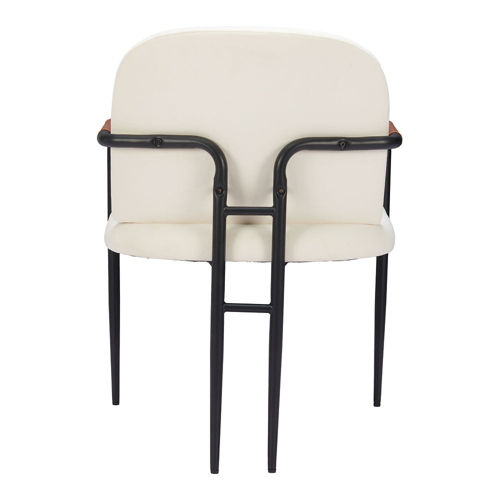 Silla Comercial para Hotel - ZUO SIBU - Crema - Asiento y Respaldo Tapizados en Piel Sintética