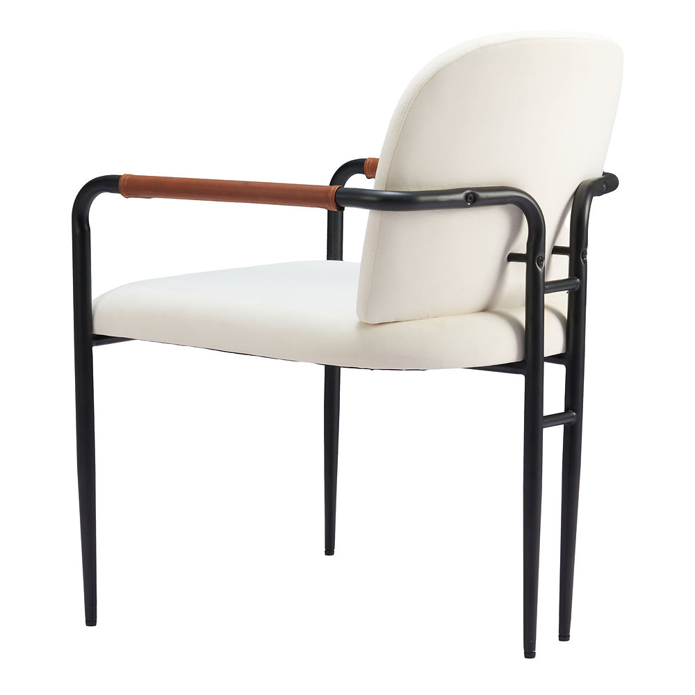 Silla Comercial para Hotel - ZUO SIBU - Crema - Asiento y Respaldo Tapizados en Piel Sintética