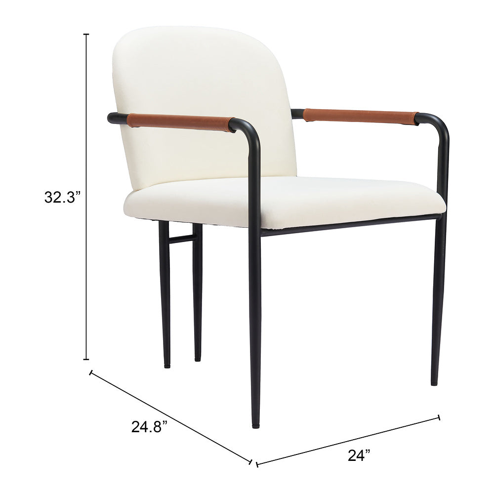 Silla Comercial para Hotel - ZUO SIBU - Crema - Asiento y Respaldo Tapizados en Piel Sintética