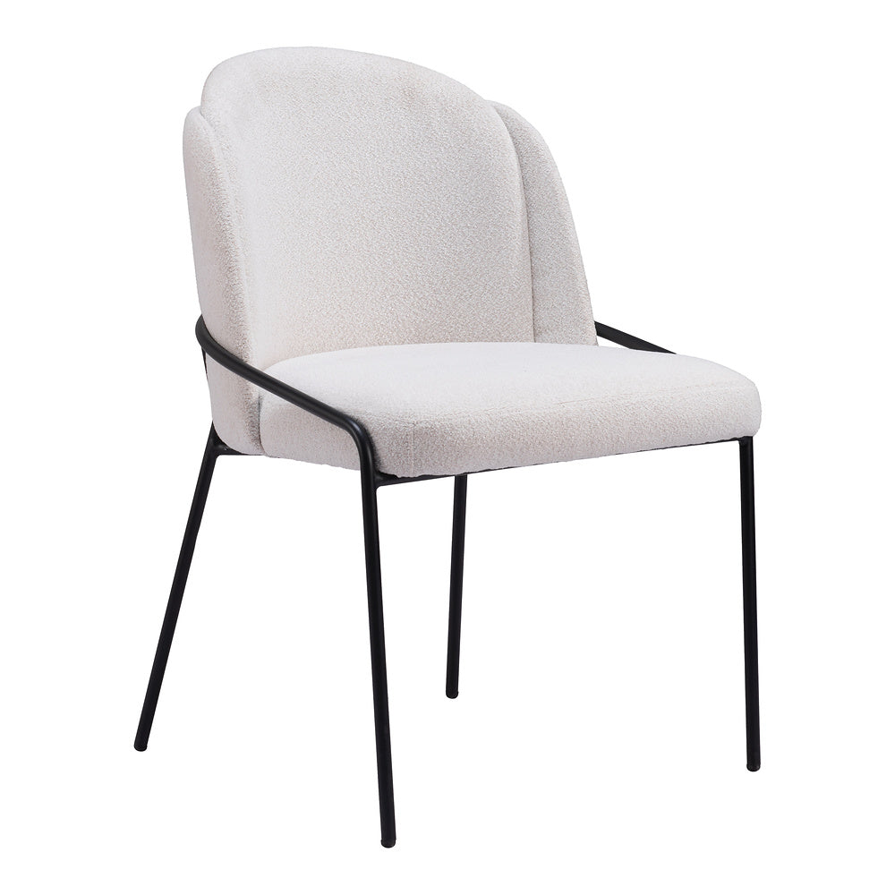 Silla Comercial para Food Court - ZUO JAMBI - Marfil - Asiento y Respaldo Tapizados en Tela Tipo Borrego