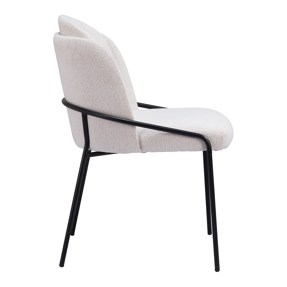 Silla Comercial para Food Court - ZUO JAMBI - Marfil - Asiento y Respaldo Tapizados en Tela Tipo Borrego