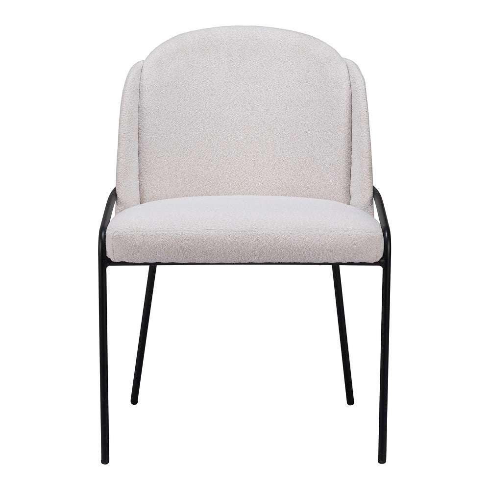 Silla Comercial para Food Court - ZUO JAMBI - Marfil - Asiento y Respaldo Tapizados en Tela Tipo Borrego