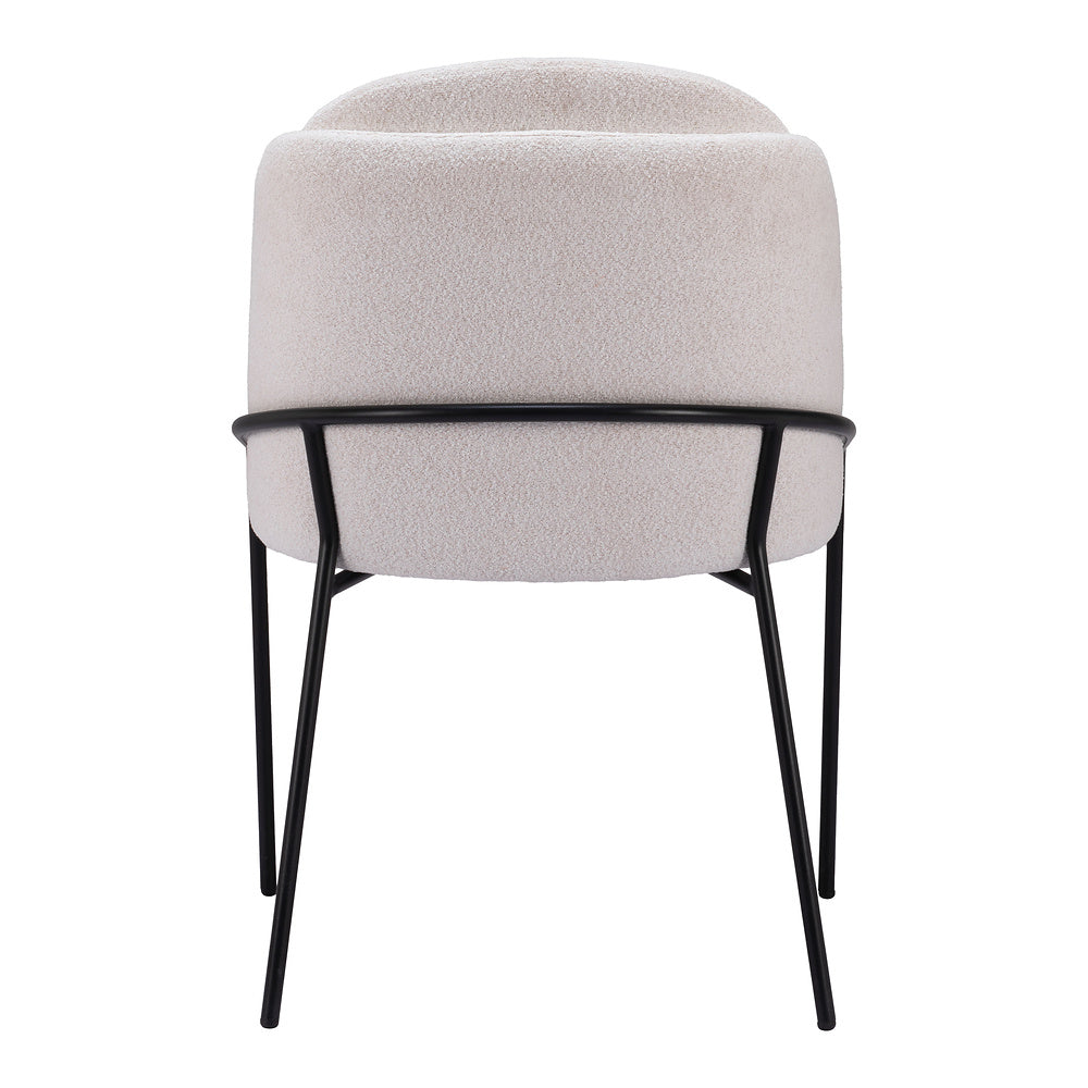 Silla Comercial para Food Court - ZUO JAMBI - Marfil - Asiento y Respaldo Tapizados en Tela Tipo Borrego