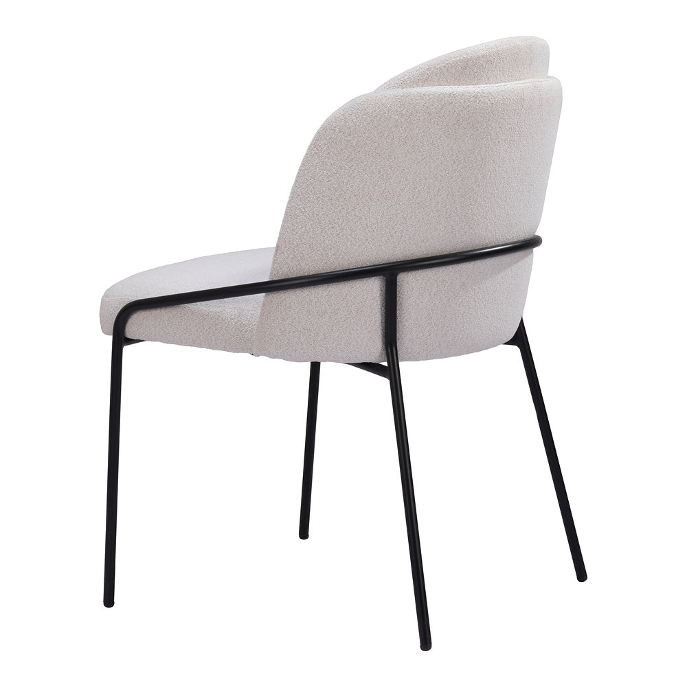 Silla Comercial para Food Court - ZUO JAMBI - Marfil - Asiento y Respaldo Tapizados en Tela Tipo Borrego
