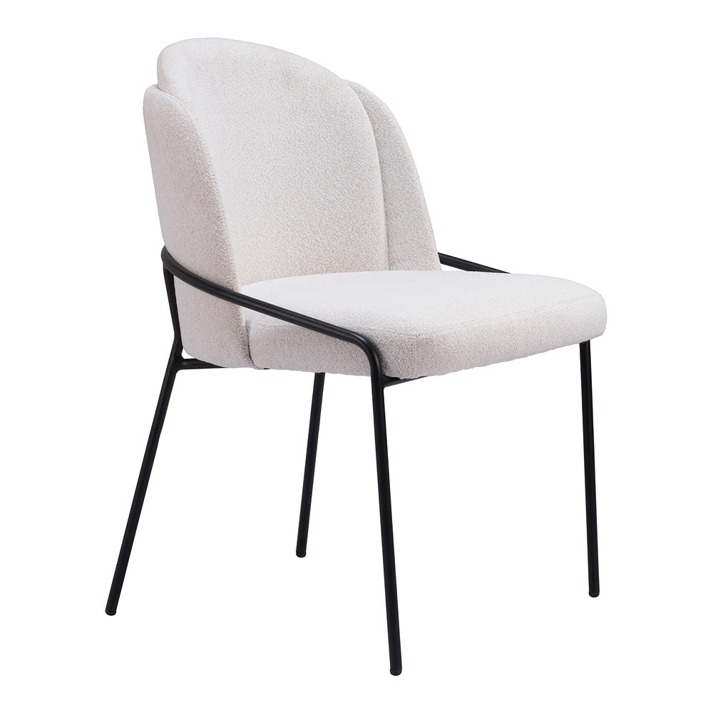 Silla Comercial para Food Court - ZUO JAMBI - Marfil - Asiento y Respaldo Tapizados en Tela Tipo Borrego