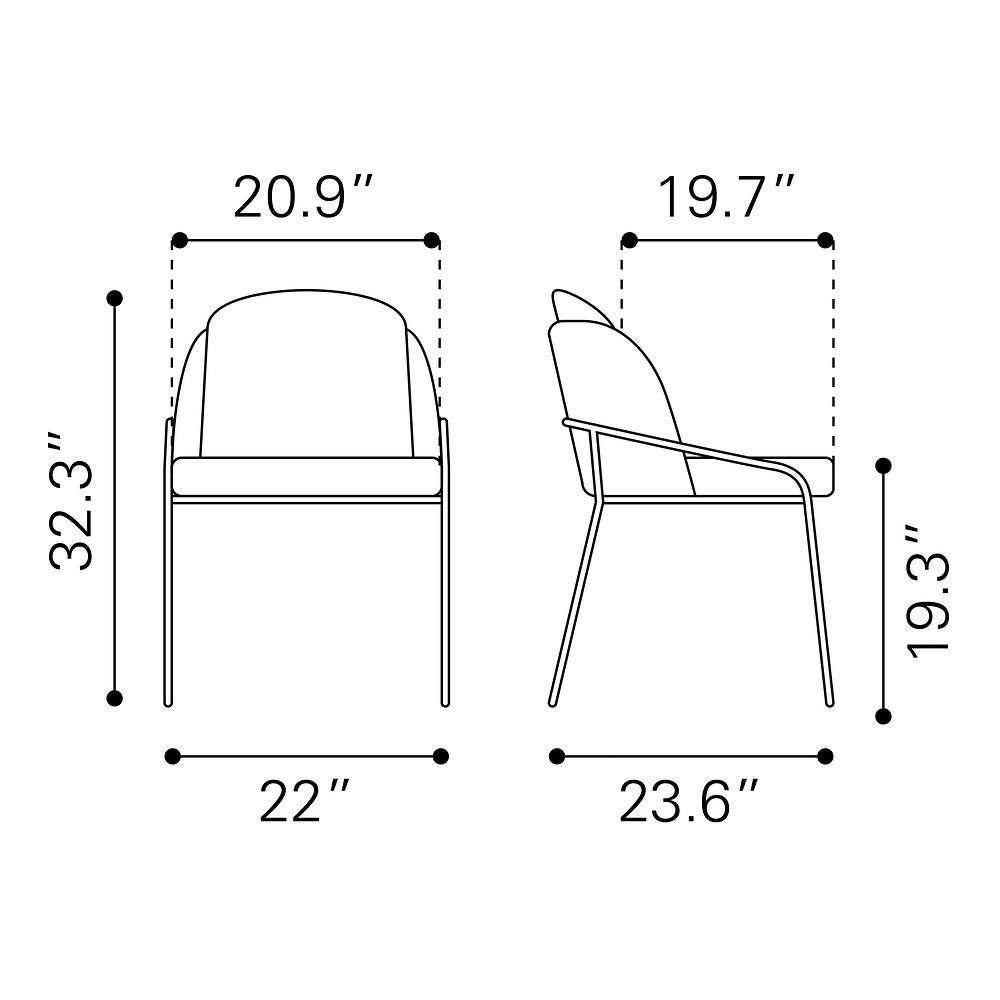 Silla Comercial para Food Court - ZUO JAMBI - Marfil - Asiento y Respaldo Tapizados en Tela Tipo Borrego