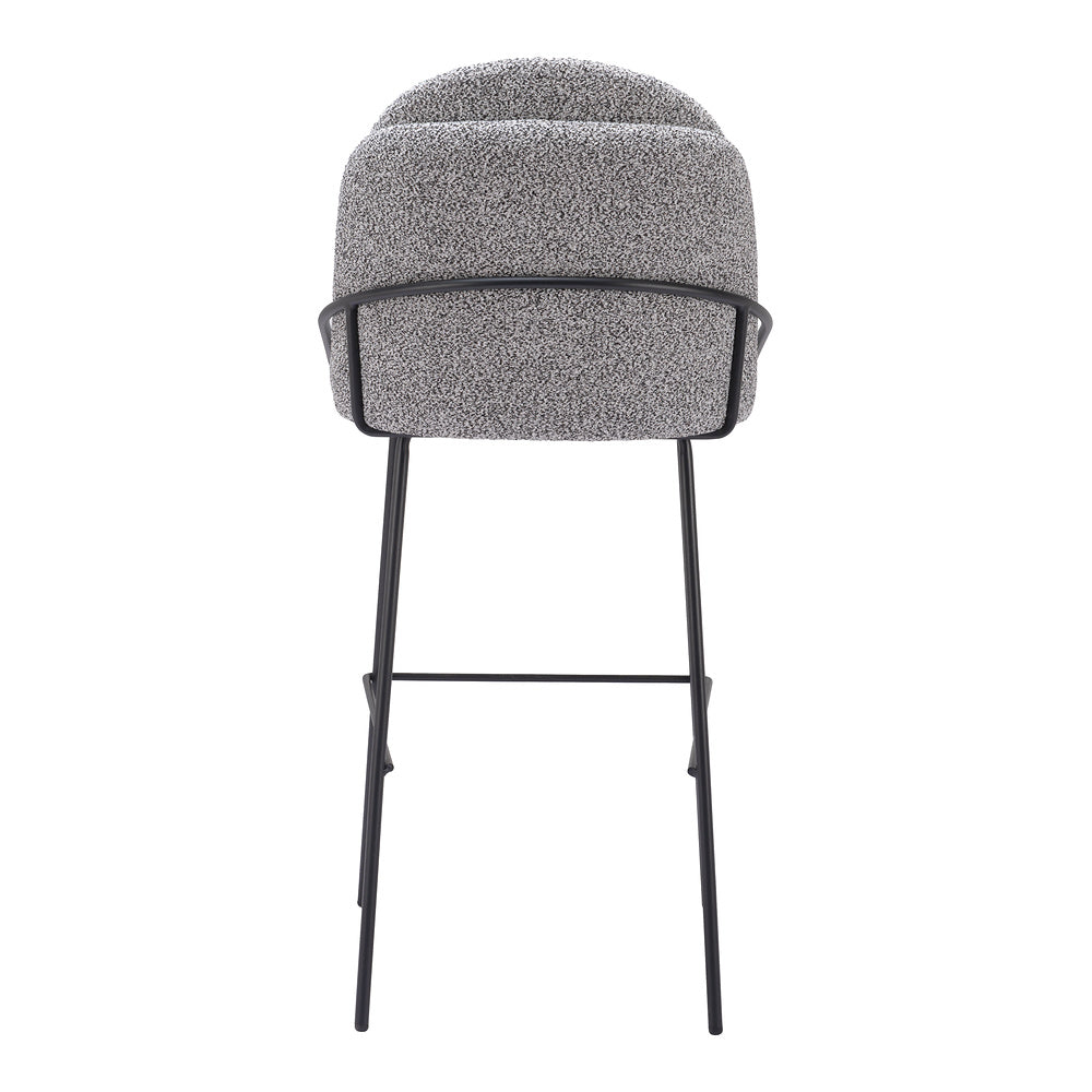 Banco Alto para Cantina - ZUO JAMBI - Varios Colores - Asiento y Respaldo Tapizados en Tela Tipo Borrego - Negro y Blanco