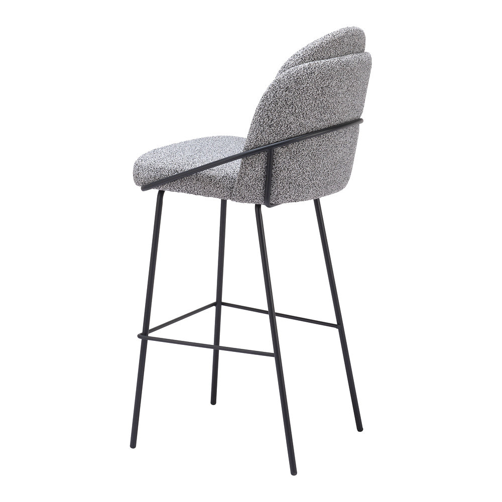 Banco Alto para Cantina - ZUO JAMBI - Varios Colores - Asiento y Respaldo Tapizados en Tela Tipo Borrego - Negro y Blanco