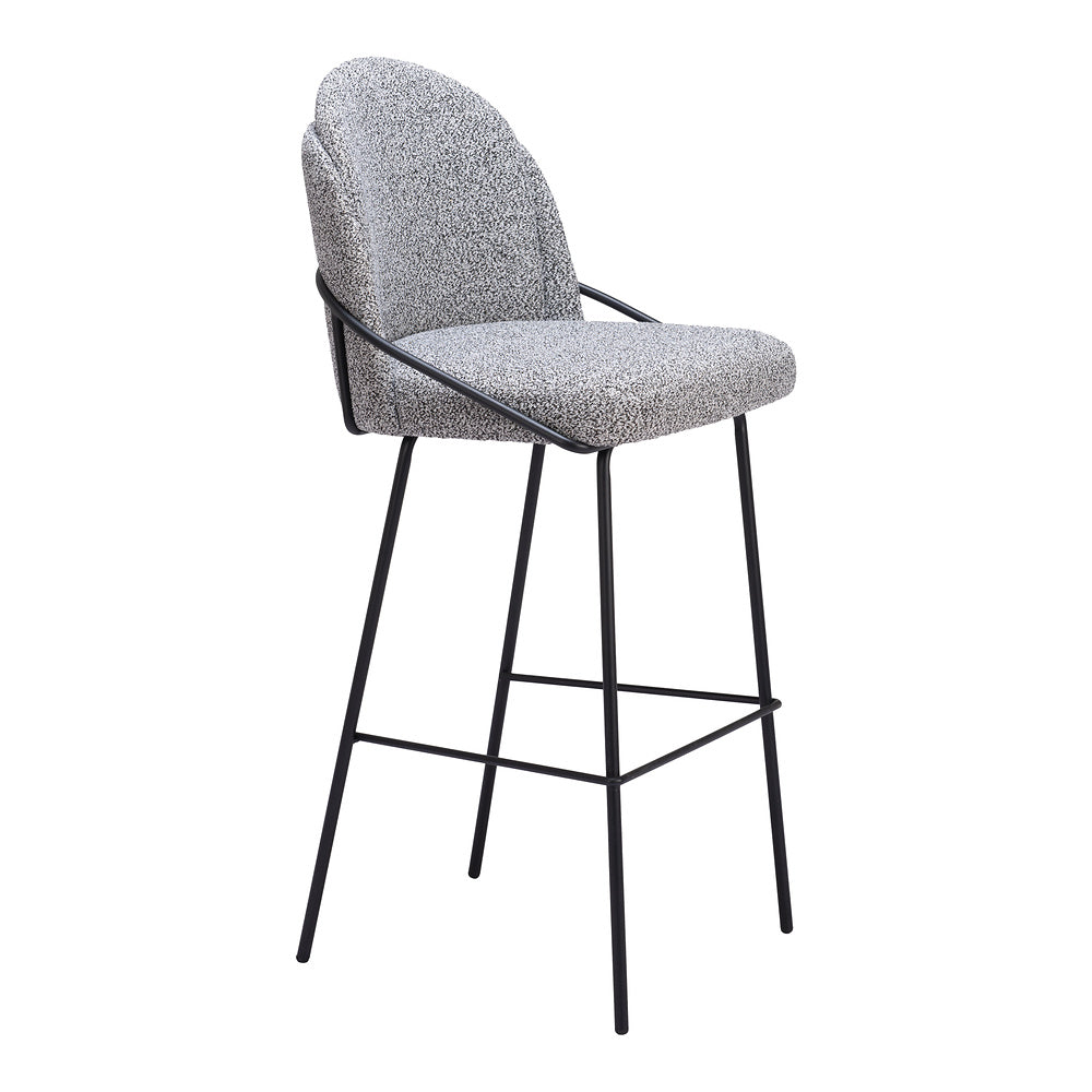 Banco Alto para Cantina - ZUO JAMBI - Varios Colores - Asiento y Respaldo Tapizados en Tela Tipo Borrego - Negro y Blanco