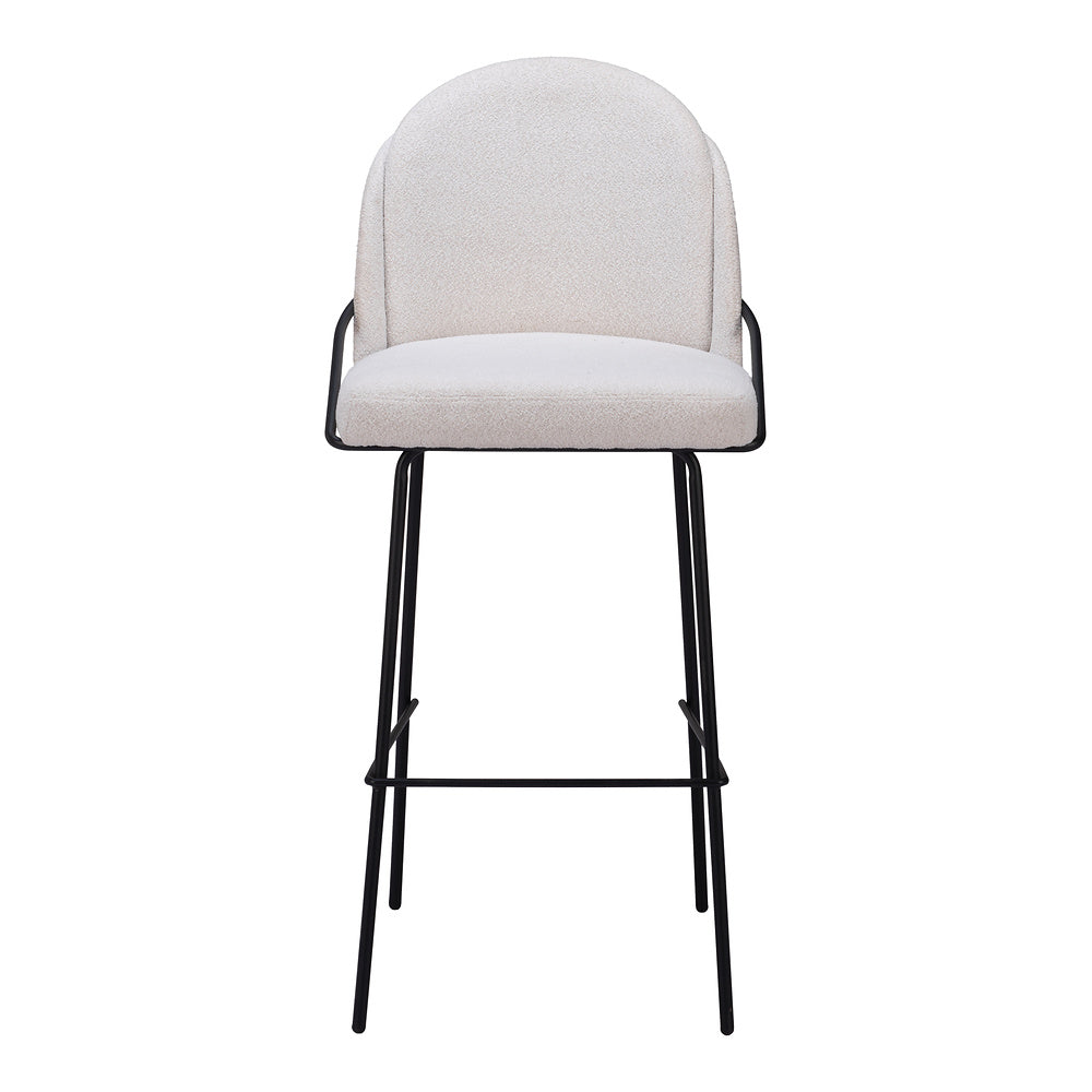 Banco Alto para Cantina - ZUO JAMBI - Varios Colores - Asiento y Respaldo Tapizados en Tela Tipo Borrego - Marfil
