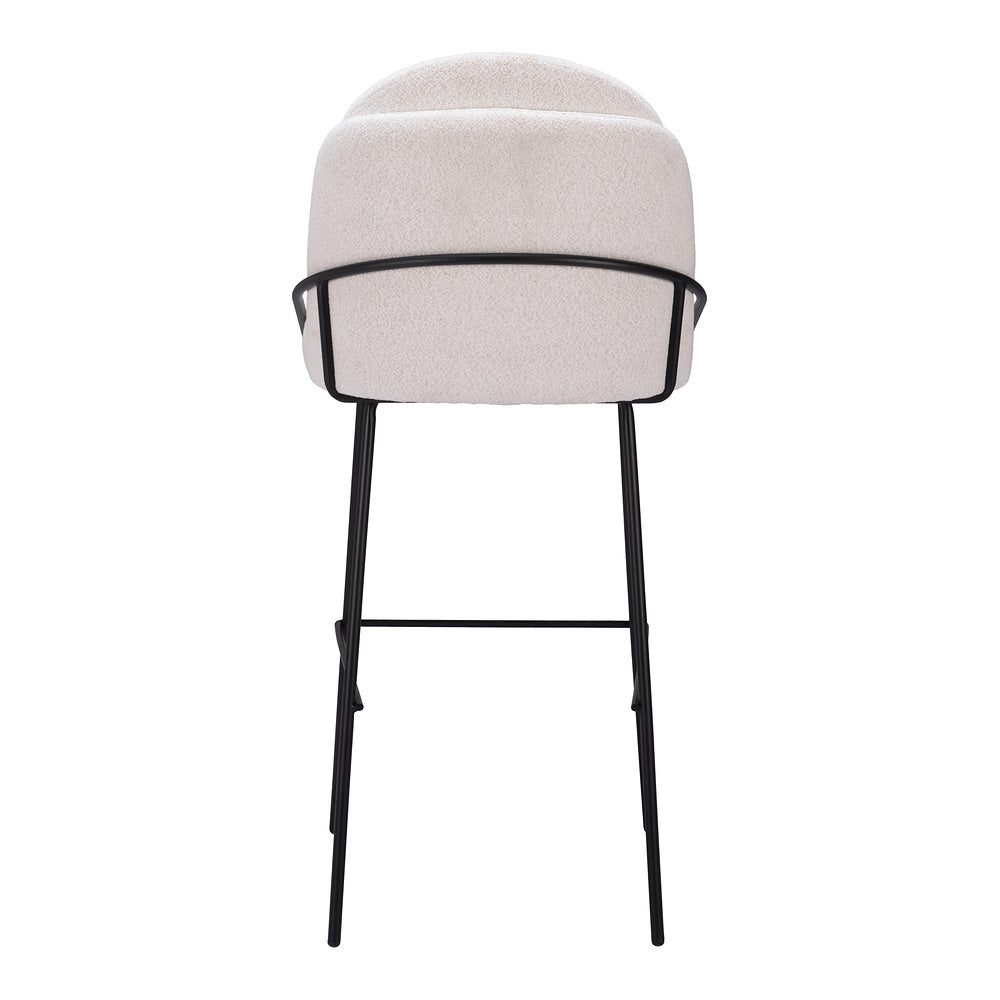 Banco Alto para Cantina - ZUO JAMBI - Varios Colores - Asiento y Respaldo Tapizados en Tela Tipo Borrego - Marfil