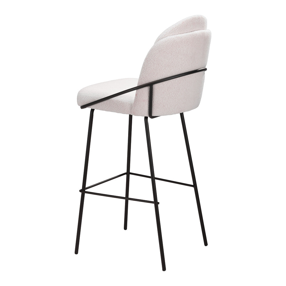 Banco Alto para Cantina - ZUO JAMBI - Varios Colores - Asiento y Respaldo Tapizados en Tela Tipo Borrego - Marfil