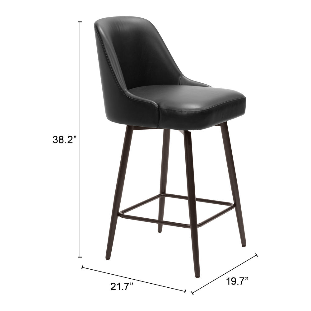 Banco Mostrador para Bar y Barra - ZUO KEPPEL - Varios Colores - Asiento y Respaldo Tapizados en Piel Sintética
