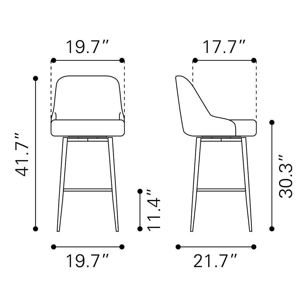 Banco Alto para Bistró - ZUO KEPPEL - Varios Colores - Asiento y Respaldo Tapizados en Piel Sintética