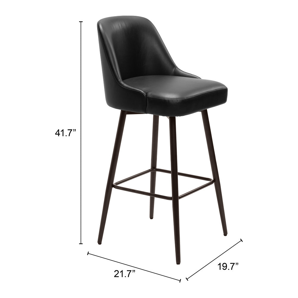 Banco Alto para Bistró - ZUO KEPPEL - Varios Colores - Asiento y Respaldo Tapizados en Piel Sintética