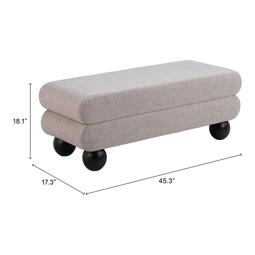 Banca para Lobby 1 Plaza - ZUO DAVAO - Gris - Asiento y Respaldo Tapizados